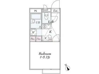 NATURA FUNABORI(1K/2階)の間取り写真