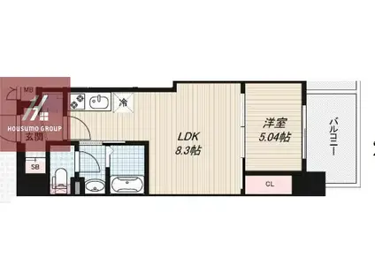 LUXE深江橋II(1LDK/5階)の間取り写真