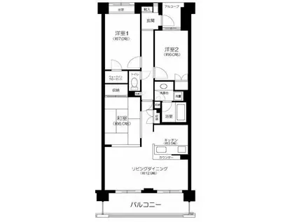 リーデンススクエア横浜鶴見(3LDK/5階)の間取り写真