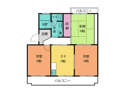 ベルローズ(3DK/2階)の間取り写真