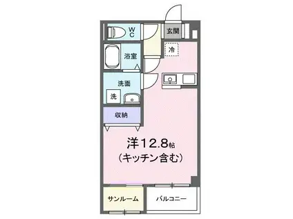 ドリームグランデII(ワンルーム/1階)の間取り写真