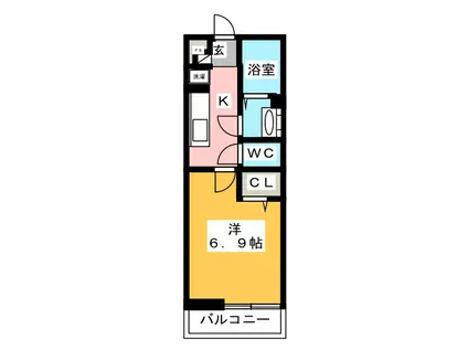 LALUCE(1K/2階)の間取り写真