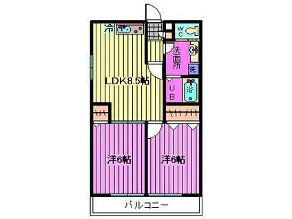 ケイアールマンション(2LDK/2階)の間取り写真