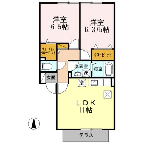 パークサイドM・Y(2LDK/1階)の間取り写真