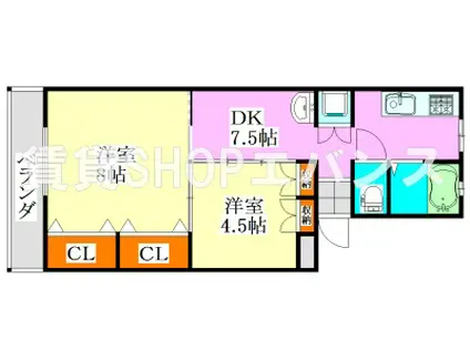 三輝本マンション(2DK/1階)の間取り写真
