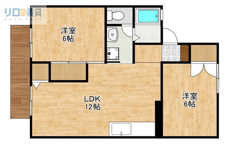 セジュール安倉A棟B棟(2LDK/1階)の間取り写真