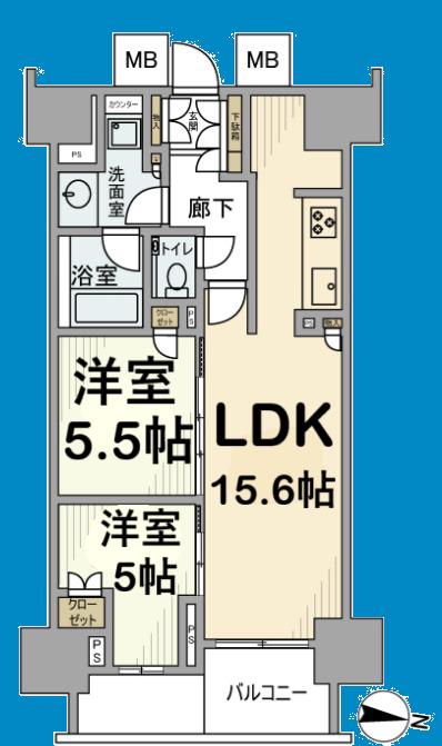 プラウドタワー名駅南(2LDK/12階)の間取り写真