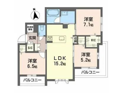 ポルターナI(3LDK/3階)の間取り写真