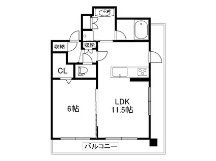 デュオヒルズ釧路(1LDK/5階)の間取り写真