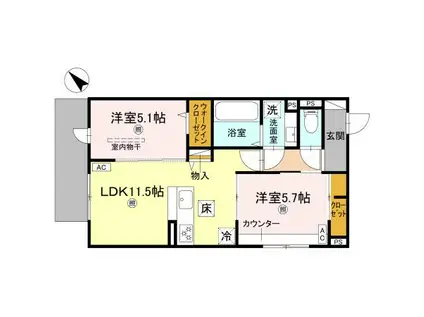 イルフォンターナ大田町(2LDK/2階)の間取り写真