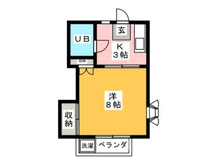 パールハイツII(1K/2階)の間取り写真