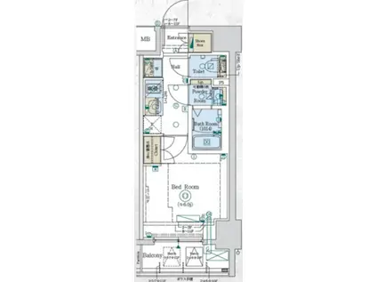GENOVIA阪東橋IISKYGARDEN(1K/11階)の間取り写真