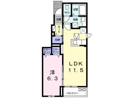 ソレイユ(1LDK/1階)の間取り写真