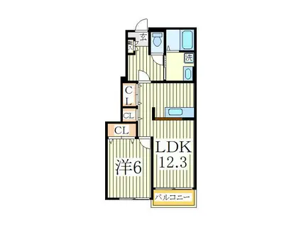 ソレアード パティオI(1LDK/1階)の間取り写真