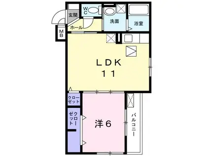 ファミールキンダII(1LDK/1階)の間取り写真