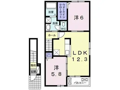 エクセラン・マーロ II(2LDK/2階)の間取り写真