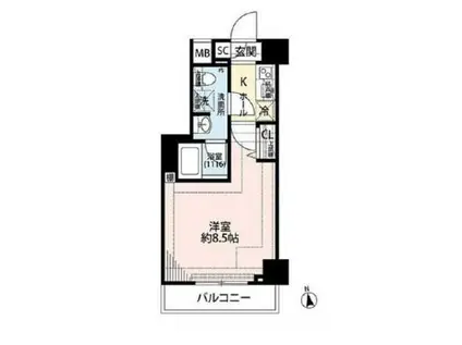 プレール・ドゥーク練馬中村橋(1K/1階)の間取り写真