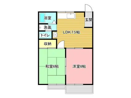 リディア赤坂 A(2DK/2階)の間取り写真