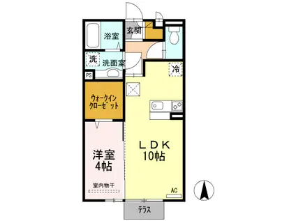 レスポワールTSURU(1LDK/1階)の間取り写真
