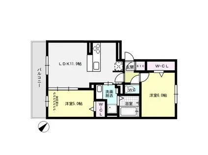D-ROOMパークサイド吉塚(2LDK/3階)の間取り写真