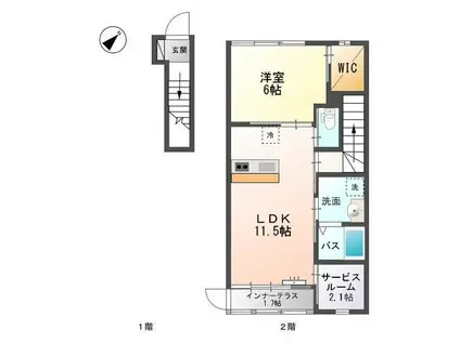ラピス ワイ(1SLDK/2階)の間取り写真