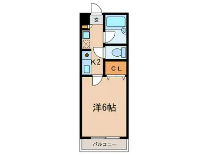 LOOK東玉川(1K/2階)の間取り写真