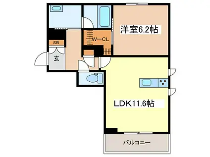 アーバンサイドIII(1LDK/2階)の間取り写真