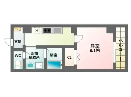 みおつくし杭全(1K/1階)の間取り写真