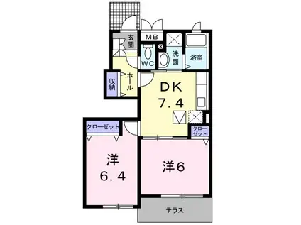 HONESTY・YOU II(2DK/1階)の間取り写真