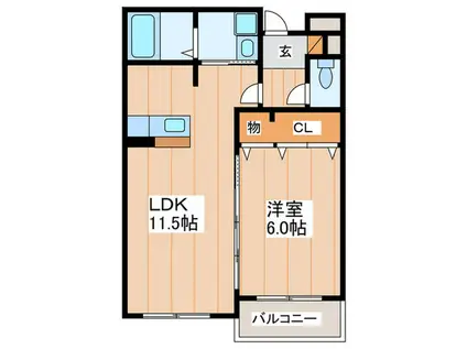 アバンザール(1LDK/1階)の間取り写真