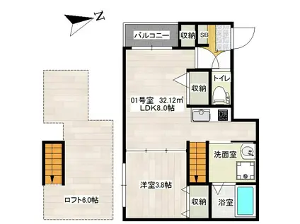 サンハイム(1LDK/1階)の間取り写真