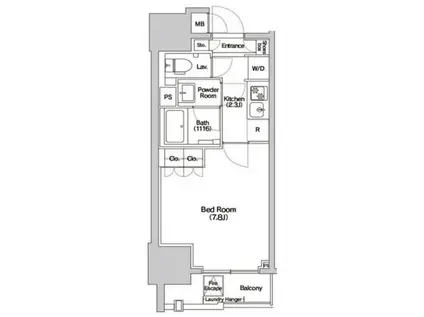 HALUWA芝公園(1K/15階)の間取り写真