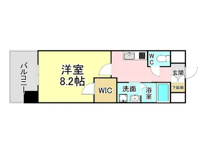 ギャラクシーヴィーラブライト(1K/8階)の間取り写真