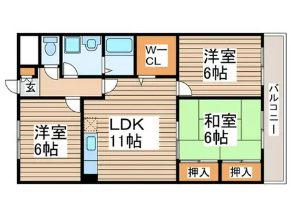 ロイヤルシャト―南流山(3LDK/2階)の間取り写真