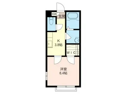 タンジェリンハウスB(1K/2階)の間取り写真