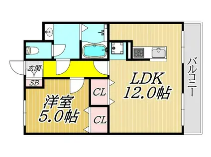 セラヴィ山手(1LDK/2階)の間取り写真
