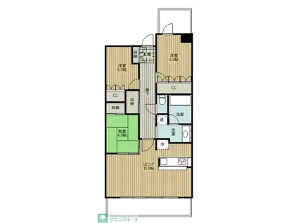 武蔵浦和SKY&GARDEN B棟(3LDK/7階)の間取り写真