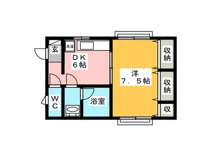 カーサ原田(1DK/3階)の間取り写真