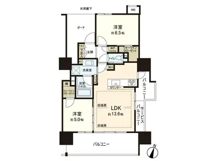 シティタワー西新(2SLDK/3階)の間取り写真