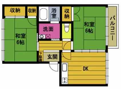 フレグランス上春日(2DK/2階)の間取り写真