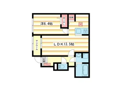 カーサ・リンドペローII(1LDK/1階)の間取り写真