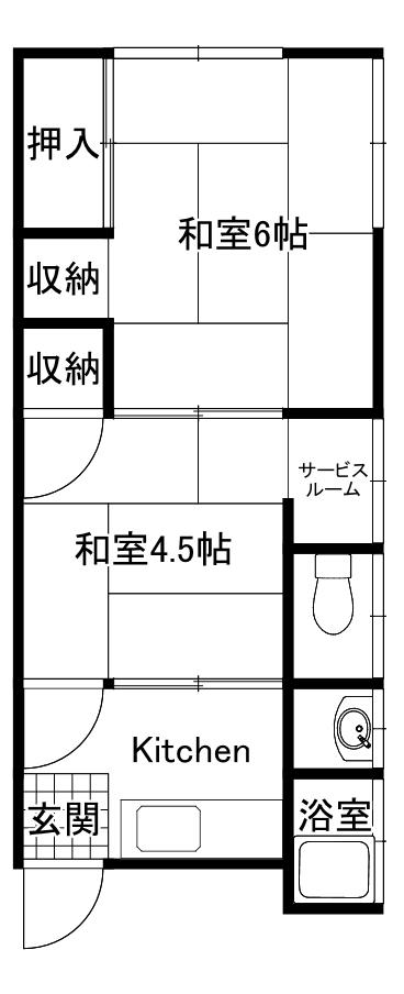 ウッディーハウス清納(2K/2階)の間取り写真