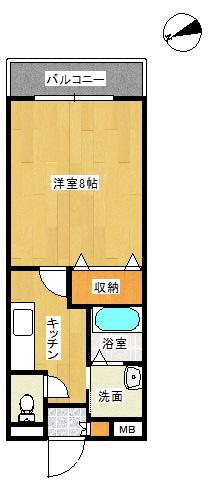 パールエステート(1K/1階)の間取り写真
