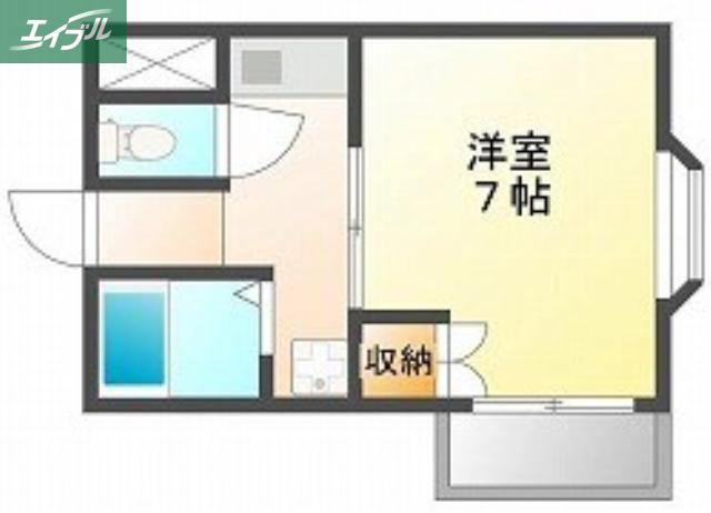 コスモクィーン鹿田(1K/3階)の間取り写真