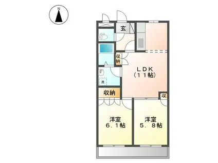 サンコート・ヴィラ(2LDK/2階)の間取り写真