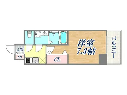 レジュールアッシュ神戸グランフィール(1K/7階)の間取り写真