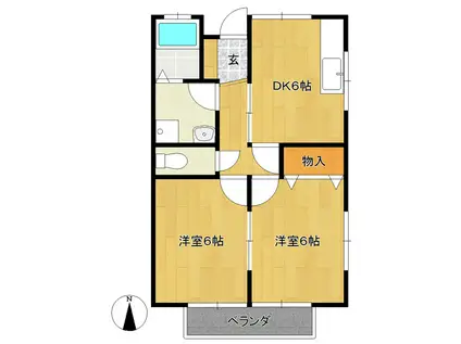 YKヒル(2DK/2階)の間取り写真