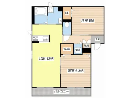 SHA MAISON ETANG(2LDK/3階)の間取り写真