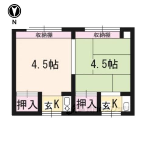牧定荘(2K/2階)の間取り写真