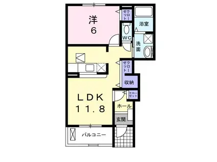 サンリット レジデンス(1LDK/1階)の間取り写真